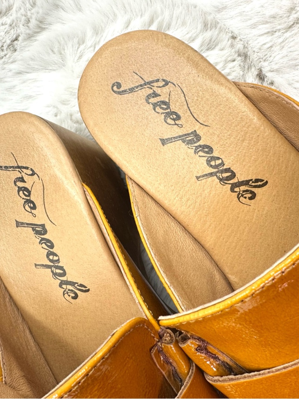 Free People Corbin Loafer Clog 38 size 8 Sedona Mustard/Tan patent leather boho - Picture 11 of 17
